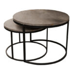 Τραπέζια σαλονιού Solme pakoworld σετ 2τεμ γκρι μαρμάρου μελαμίνης-μαύρο μέταλλο-321-000080