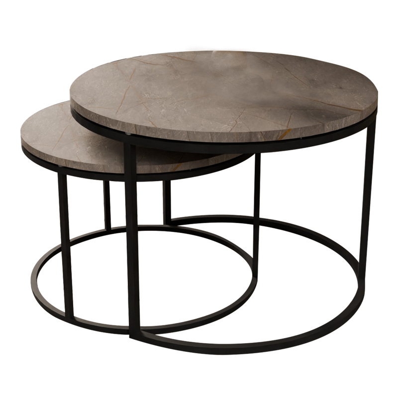 Τραπέζια σαλονιού Solme pakoworld σετ 2τεμ γκρι μαρμάρου μελαμίνης-μαύρο μέταλλο-321-000080 Τραπέζια σαλονιού Solme pakoworld σετ 2τεμ γκρι μαρμάρου μελαμίνης-μαύρο μέταλλο-321-000080