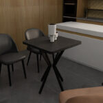 Τραπέζι Prestone pakoworld μαύρο μαρμάρου μελαμίνης-μαύρο μέταλλο 70x70x75εκ-321-000082