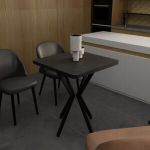 Τραπέζι Prestone pakoworld μαύρο μαρμάρου μελαμίνης-μαύρο μέταλλο 70x70x75εκ-321-000082