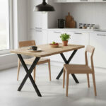 Τραπέζι Zeryin pakoworld oak μελαμίνης-μαύρο μέταλλο 110x70x75εκ-321-000084