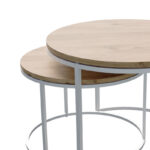 Τραπέζια σαλονιού Solme pakoworld σετ 2τεμ λευκό μέταλλο και μελαμίνη σε φυσική απόχρωση-321-000111