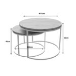 Τραπέζια σαλονιού Solme pakoworld σετ 2τεμ λευκό μέταλλο και μελαμίνη σε φυσική απόχρωση-321-000111