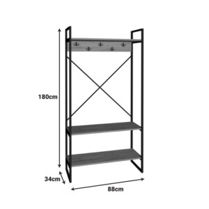 Έπιπλο εισόδου Levento pakoworld oak με μαύρο μεταλλικό σκελετό 88x34x180εκ-321-000121