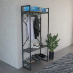 Έπιπλο εισόδου Levento pakoworld ανθρακί με μαύρο μεταλλικό σκελετό 88x34x180εκ-321-000122