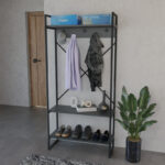 Έπιπλο εισόδου Levento pakoworld ανθρακί με μαύρο μεταλλικό σκελετό 88x34x180εκ-321-000122