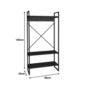 Έπιπλο εισόδου Levento pakoworld ανθρακί με μαύρο μεταλλικό σκελετό 88x34x180εκ-321-000122