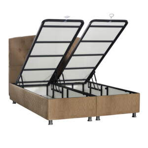 Κρεβάτι Lanse pakoworld διπλό με αποθηκευτικό χώρο μπεζ 160x200εκ-322-000004