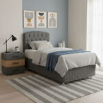 Κρεβάτι Lanse pakoworld μονό με αποθηκευτικό χώρο ανθρακί βελούδο 120x200εκ-322-000008