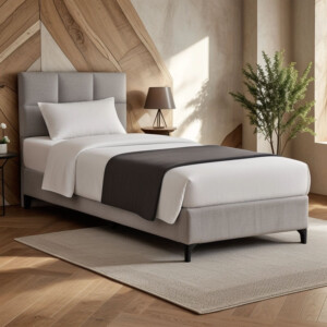 Κρεβάτι Melei pakoworld ύφασμα σε γκρι απόχρωση 90x200εκ-323-000020