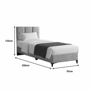 Κρεβάτι Melei pakoworld ύφασμα σε γκρι απόχρωση 90x200εκ-323-000020