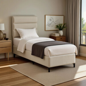 Κρεβάτι Limit pakoworld ύφασμα σε κρεμ απόχρωση 90x200εκ-323-000025