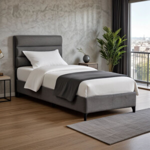 Κρεβάτι Limit pakoworld ύφασμα σε ανθρακί απόχρωση 120x200εκ-323-000030