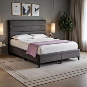 Κρεβάτι Limit pakoworld ύφασμα σε ανθρακί απόχρωση 160x200εκ-323-000033