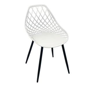 Καρέκλα Suan pakoworld pp σε λευκή απόχρωση και μαύρο μεταλλικό πόδι 56x49x82εκ-326-000018