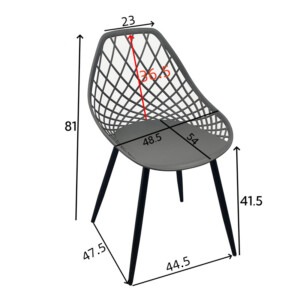 Καρέκλα Suan pakoworld pp σε λευκή απόχρωση και μαύρο μεταλλικό πόδι 56x49x82εκ-326-000018