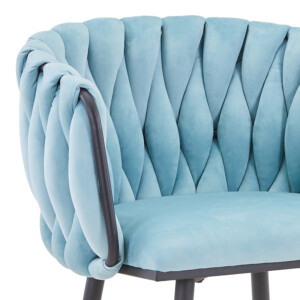 Σκαμπό μπαρ Vivian pakoworld σιέλ βελούδο-πόδι μαύρο μέταλλο 57x50x100εκ-327-000026