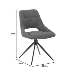 Καρέκλα περιστρεφόμενη Luciano I pakoworld σε ανθρακί ύφασμα-πόδι μεταλλικό μαύρο 52.5x54x85εκ-327-000032