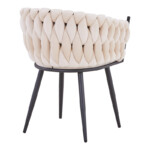 Τραπεζαρία Vivian-Stoyen pakoworld 5τεμ μπεζ βελούδο - λευκό μαρμάρου Φ120x75εκ-327-000053