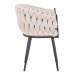 Τραπεζαρία Vivian-Stoyen pakoworld 5τεμ μπεζ βελούδο - λευκό μαρμάρου Φ120x75εκ-327-000053