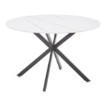 Τραπεζαρία Vivian-Stoyen pakoworld 5τεμ μπεζ βελούδο - λευκό μαρμάρου Φ120x75εκ-327-000053