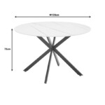 Τραπεζαρία Vivian-Stoyen pakoworld 5τεμ μπεζ βελούδο - λευκό μαρμάρου Φ120x75εκ-327-000053