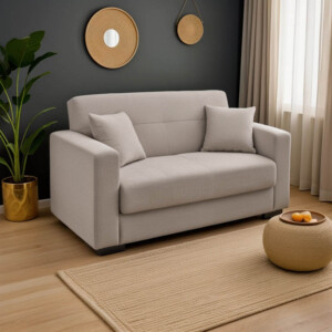 Καναπές-κρεβάτι με αποθηκευτικό χώρο διθέσιος Vox pakoworld ανοιχτό γκρι ύφασμα 154x82x83εκ-328-000013