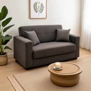 Καναπές-κρεβάτι με αποθηκευτικό χώρο διθέσιος Vox pakoworld ανθρακί ύφασμα 154x82x83εκ-328-000014