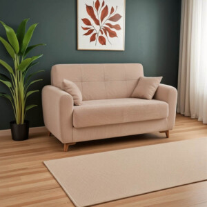 Καναπές-κρεβάτι με αποθηκευτικό χώρο διθέσιος Lincoln pakoworld μπεζ ύφασμα 165x75x85εκ-328-000019