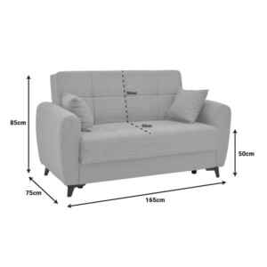 Καναπές-κρεβάτι με αποθηκευτικό χώρο διθέσιος Lincoln pakoworld μπεζ ύφασμα 165x75x85εκ-328-000019