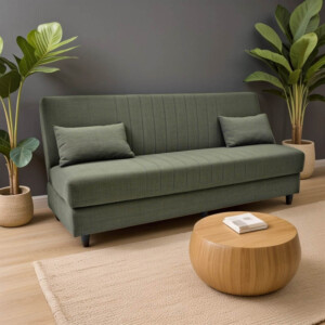 Καναπές-κρεβάτι με αποθηκευτικό χώρο τριθέσιος Romina pakoworld πράσινο ύφασμα 190x75x85εκ-328-000023