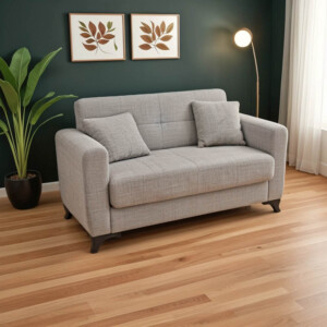 Καναπές-κρεβάτι με αποθηκευτικό χώρο διθέσιος Modesto pakoworld γκρι ύφασμα 155x85x80εκ-328-000030