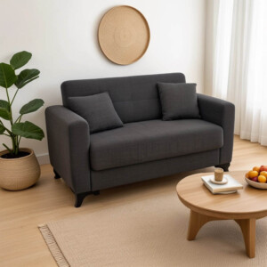 Καναπές-κρεβάτι με αποθηκευτικό χώρο διθέσιος Modestο pakoworld μαύρο ύφασμα 155x85x80εκ-328-000032