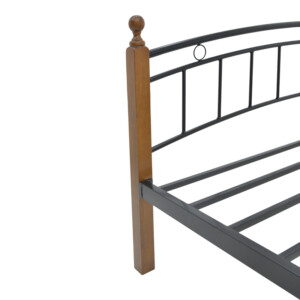 Κρεβάτι Clarive pakoworld ξύλο σε καρυδί απόχρωση-μαύρο μέταλλο 150x200εκ-330-000020