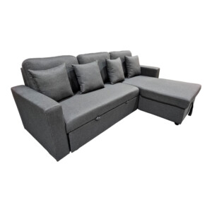 Γωνιακός καναπές-κρεβάτι με αποθηκευτικό χώρο και αναστρέψιμος Sorno pakoworld γκρι ύφασμα 224x146x90εκ-331-000001