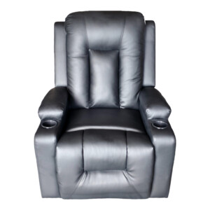 Πολυθρόνα relax με μηχανισμό massage Gessel pakoworld PU σε μαύρη απόχρωση 80x90x98εκ-331-000003