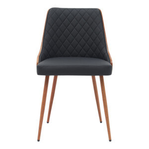 Καρέκλα Korom pakoworld μαύρο pu-πόδι καρυδί μέταλλο 50x58.5x78εκ-332-000004