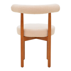 Καρέκλα Fenza pakoworld μπεζ μπουκλέ ύφασμα-πόδι ξύλο οξιάς σε καρυδί απόχρωση 60x54x75εκ-332-000016