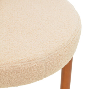 Καρέκλα Fenza pakoworld μπεζ μπουκλέ ύφασμα-πόδι ξύλο οξιάς σε καρυδί απόχρωση 60x54x75εκ-332-000016