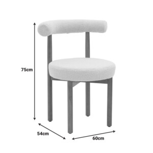 Καρέκλα Fenza pakoworld μπεζ μπουκλέ ύφασμα-πόδι ξύλο οξιάς σε καρυδί απόχρωση 60x54x75εκ-332-000016