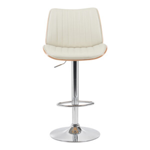 Σκαμπό μπαρ Amani pakoworld μπεζ pu-βάση χρωμίου 50.5x54x87.5-107.5εκ-332-000021