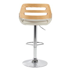 Σκαμπό μπαρ Fern pakoworld πτυσσόμενο μπεζ pu- ξύλο γκρι - μέταλλο χρωμίου 50x48.5x89-110.5εκ-332-000023