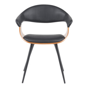 Πολυθρόνα Austen pakoworld PU μαύρο-ξύλο καρυδί-μέταλλο μαύρο 58x55x77εκ-332-000024