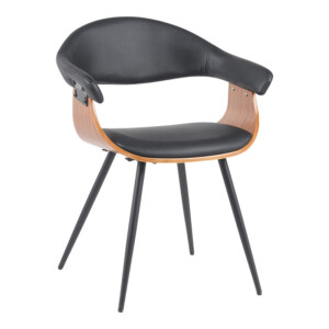 Πολυθρόνα Austen pakoworld PU μαύρο-ξύλο καρυδί-μέταλλο μαύρο 58x55x77εκ-332-000024