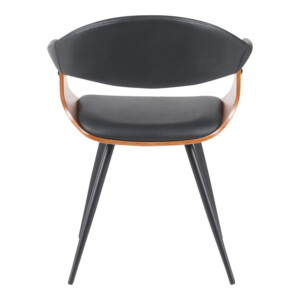 Πολυθρόνα Austen pakoworld PU μαύρο-ξύλο καρυδί-μέταλλο μαύρο 58x55x77εκ-332-000024