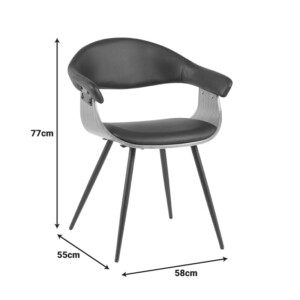 Πολυθρόνα Austen pakoworld PU μαύρο-ξύλο καρυδί-μέταλλο μαύρο 58x55x77εκ-332-000024
