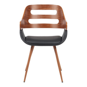 Πολυθρόνα Fern pakoworld PU μαύρο-ξύλο καρυδί απόχρωση 52x59x80εκ-332-000025