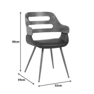 Πολυθρόνα Fern pakoworld PU μαύρο-ξύλο καρυδί απόχρωση 52x59x80εκ-332-000025