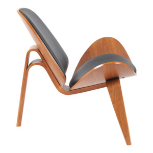 Πολυθρόνα Vilma pakoworld PU μαύρο- plywood καρυδί 90x76.5x74.5εκ-332-000026