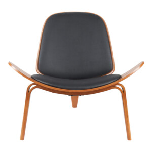 Πολυθρόνα Vilma pakoworld PU μαύρο- plywood καρυδί 90x76.5x74.5εκ-332-000026